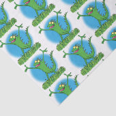 Funny green glimlach animated iguana lizard tissuepapier (Detail)