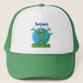 Funny green glimlach animated iguana lizard trucker pet (Voorkant)