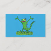 Funny green glimlach animated iguana lizard visitekaartje (Achterkant)