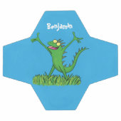 Funny green glimlach animated iguana lizard voetbal (Enkel)