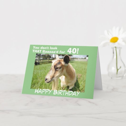 Funny Green Goat Humor Custom Birthday Kaart (Kleine Plant)