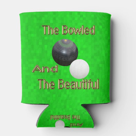 Funny Green Golden Lawn Bowls Bowled Design Blikjeskoeler (Achterkant)