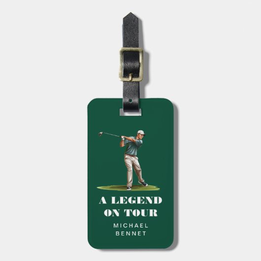 Funny Green Golfer Sport Bagagelabel (Voorkant verticaal)