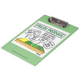 Funny Green Grocer Supermarket Manager Cartoon Klembord