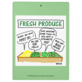 Funny Green Grocer Supermarket Manager Cartoon Klembord (Achterkant)