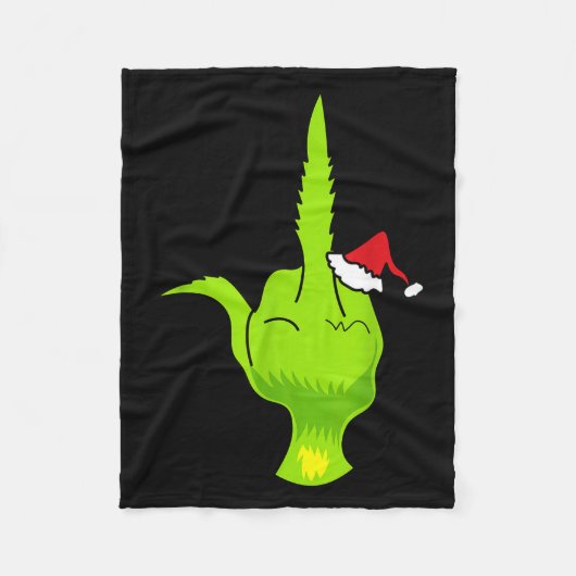 Funny Green Hand Middle Finger Xmas Santa Fleece Deken (Voorkant)