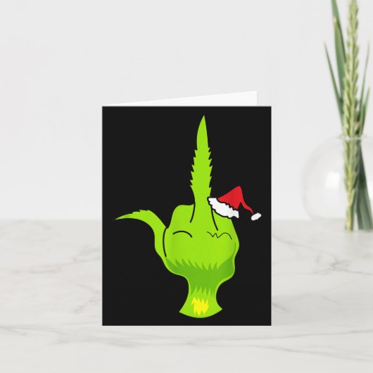 Funny Green Hand Middle Finger Xmas Santa  Kaart (Voorkant)
