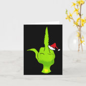 Funny Green Hand Middle Finger Xmas Santa  Kaart (Gele Bloem)
