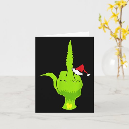 Funny Green Hand Middle Finger Xmas Santa  Kaart (Gele Bloem)