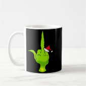 Funny Green Hand Middle Finger Xmas Santa  Koffiemok (Links)