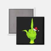 Funny Green Hand Middle Finger Xmas Santa  Magneet (Voorkant / Achterkant)