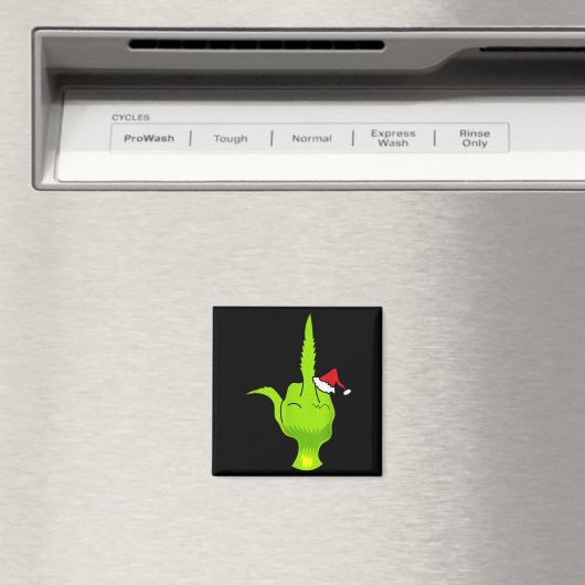 Funny Green Hand Middle Finger Xmas Santa  Magneet (Insitu (Vaatwasser))