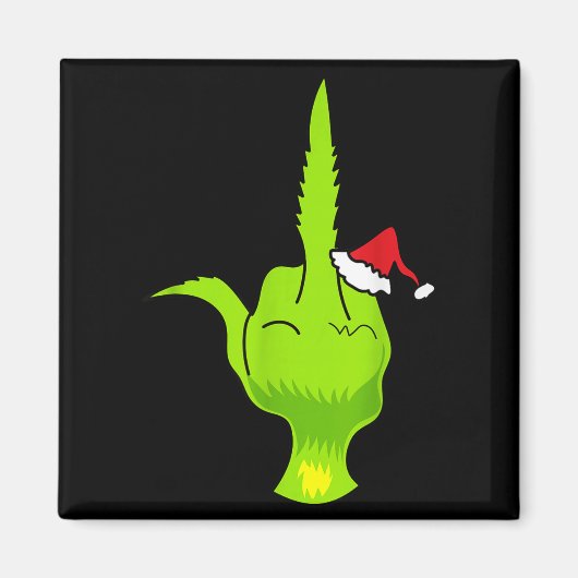Funny Green Hand Middle Finger Xmas Santa  Magneet (Voorkant)
