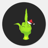 Funny Green Hand Middle Finger Xmas Santa  Ronde Sticker (Voorkant)