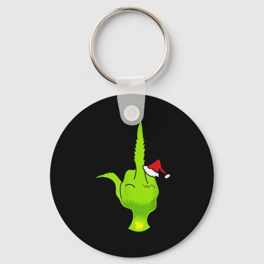 Funny Green Hand Middle Finger Xmas Santa  Sleutelhanger (Voorkant)