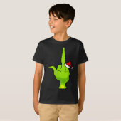 Funny Green Hand Middle Finger Xmas Santa  T-shirt (Voorkant volledig)