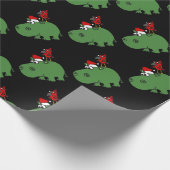 Funny Green Kerstmis Hippo Cadeaupapier (Hoek)