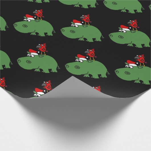 Funny Green Kerstmis Hippo Cadeaupapier (Hoek)
