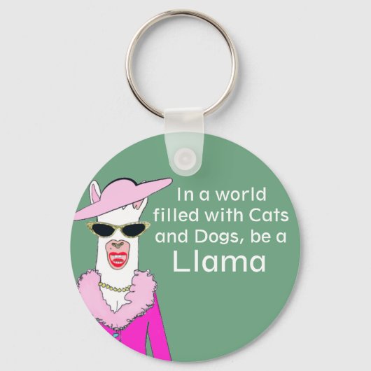 Funny Green Lady Llama Advice Sleutelhanger (Voorkant)