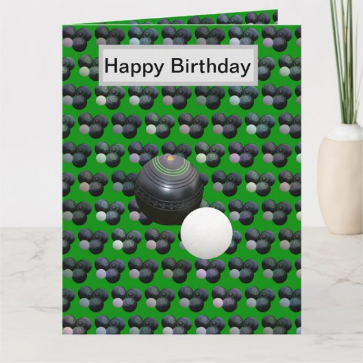 Funny Green Lawn Bowls, Birthday Kaart (Voorkant)
