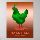 Funny Green Martian Alien Chicken Poster (Voorkant)