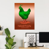Funny Green Martian Alien Chicken Poster (Thuiskantoor)