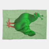 Funny Green Martian Alien Chicken Theedoek (Horizontaal)