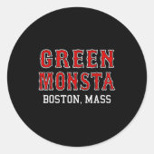 Funny Green Monstah Boston M New England  Ronde Sticker (Voorkant)