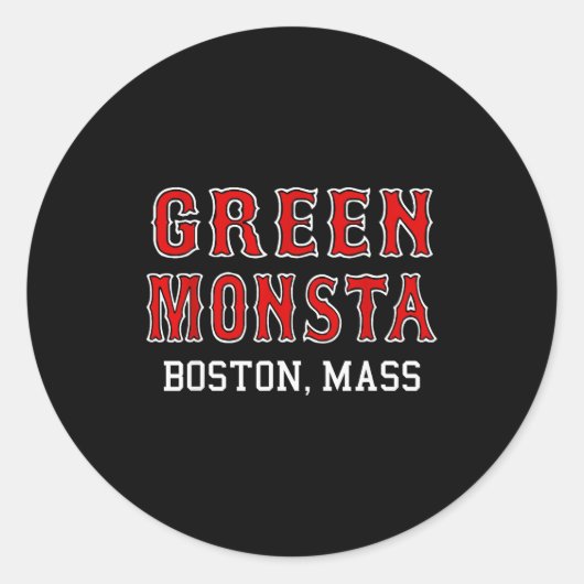 Funny Green Monstah Boston M New England Ronde Sticker (Voorkant)