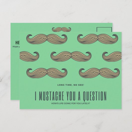 Funny Green Mustache Briefkaart (Voorkant / Achterkant)