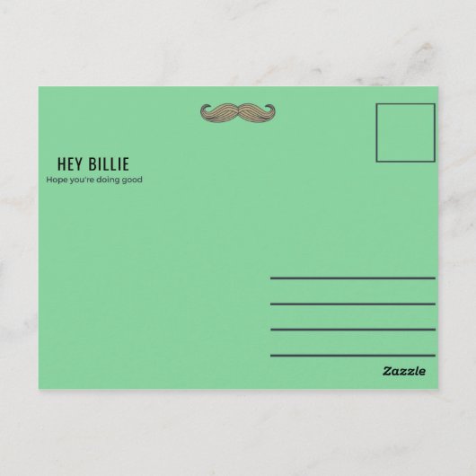 Funny Green Mustache Briefkaart (Achterkant)