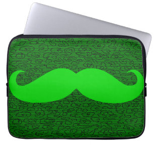 Funny Green Mustache Laptop Sleeve