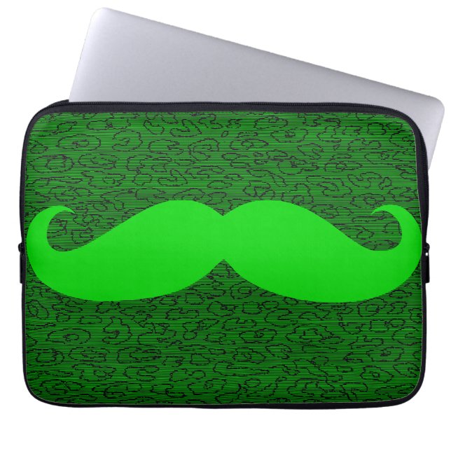Funny Green Mustache Laptop Sleeve (Voorkant)