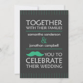 Funny Green Mustache Wedding Invitations Kaart (Voorkant)