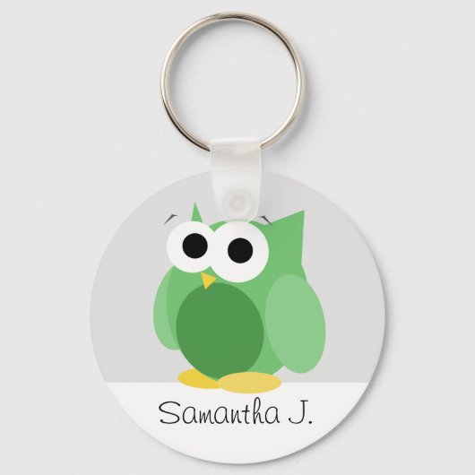 Funny Green Owl - Persoonlijke Sleutelhanger (Voorkant)