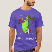 Funny Green Parrotlet Merry Kerstparrot T-shirt (Voorkant)