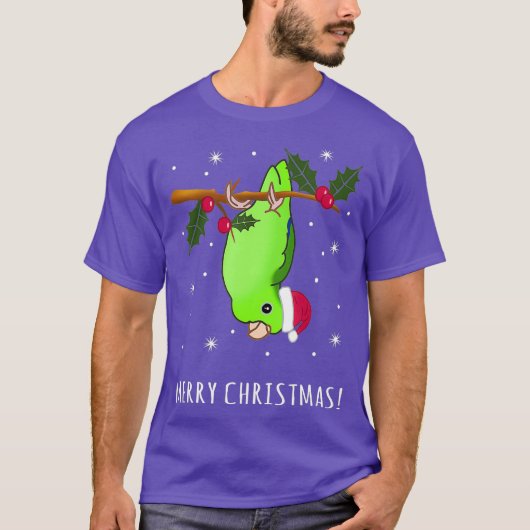 Funny Green Parrotlet Merry Kerstparrot T-shirt (Voorkant)