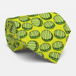 Funny Green Pickle Slices Pattern Novelty Stropdas