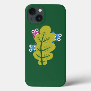 Funny green plant cartoon leaf schattig personage iPhone 13 hoesje