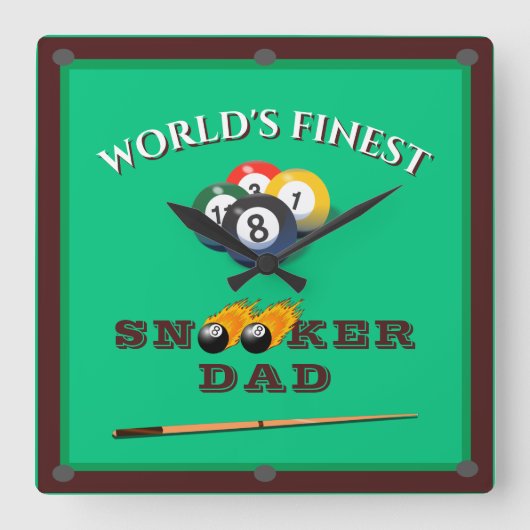 Funny Green Pool Table Snooker Dad Father's Day Vierkante Klok (Voorkant)
