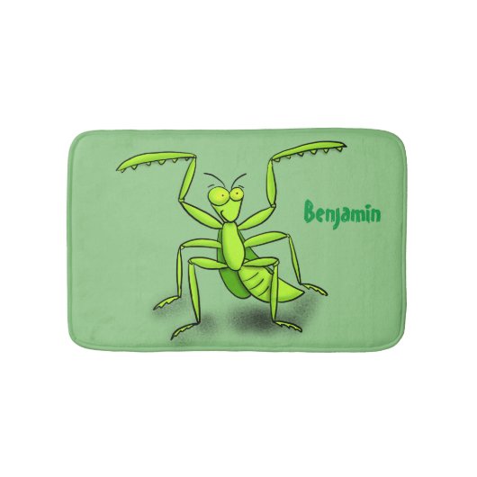 Funny green praing mantis cartoon illustratie badmat (Voorkant)