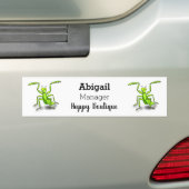 Funny green praing mantis cartoon illustratie bumpersticker (Op auto)