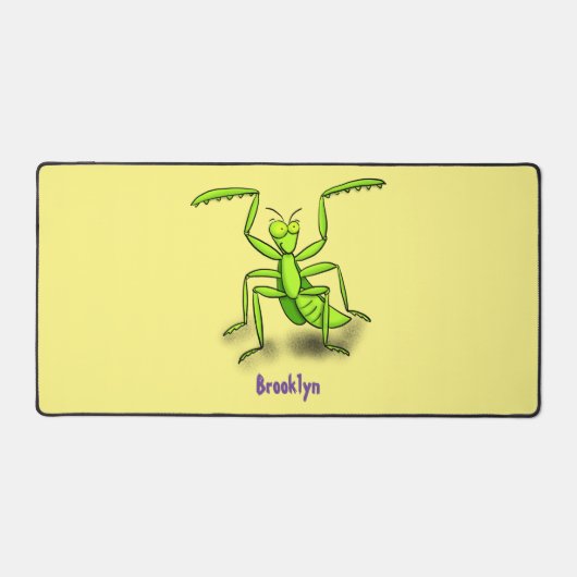 Funny green praing mantis cartoon illustratie bureaumat (Voorkant)