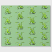 Funny green praing mantis cartoon illustratie cadeaupapier (Vlak)