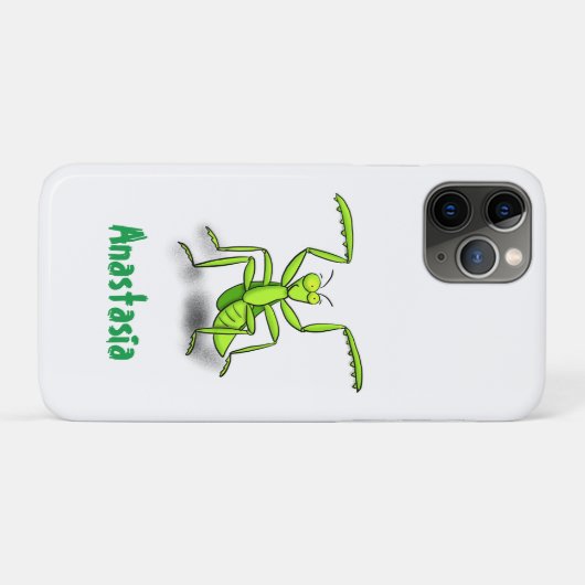 Funny green praing mantis cartoon illustratie Case-Mate iPhone case (Achterkant (horizontaal))