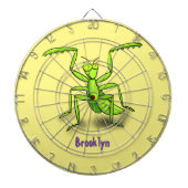 Funny green praing mantis cartoon illustratie dartbord (Voorkant)