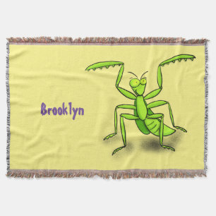 Funny green praing mantis cartoon illustratie deken
