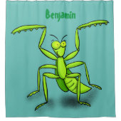 Funny green praing mantis cartoon illustratie douchegordijn (Voorkant)