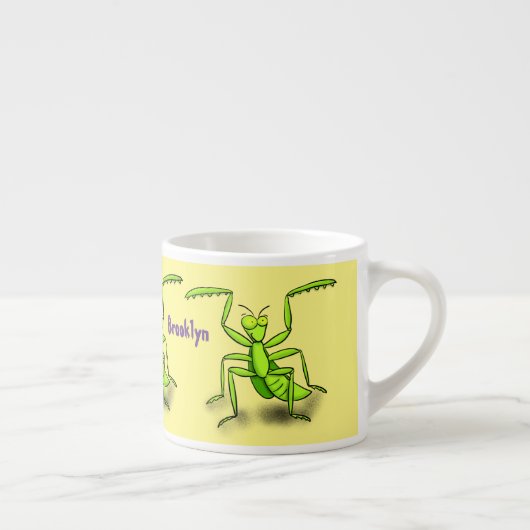 Funny green praing mantis cartoon illustratie espresso kop (Rechts)