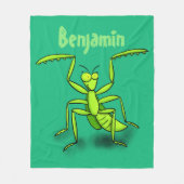 Funny green praing mantis cartoon illustratie fleece deken (Voorkant)